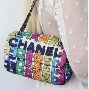 Rainbow Flap Quilted Handbag NeW